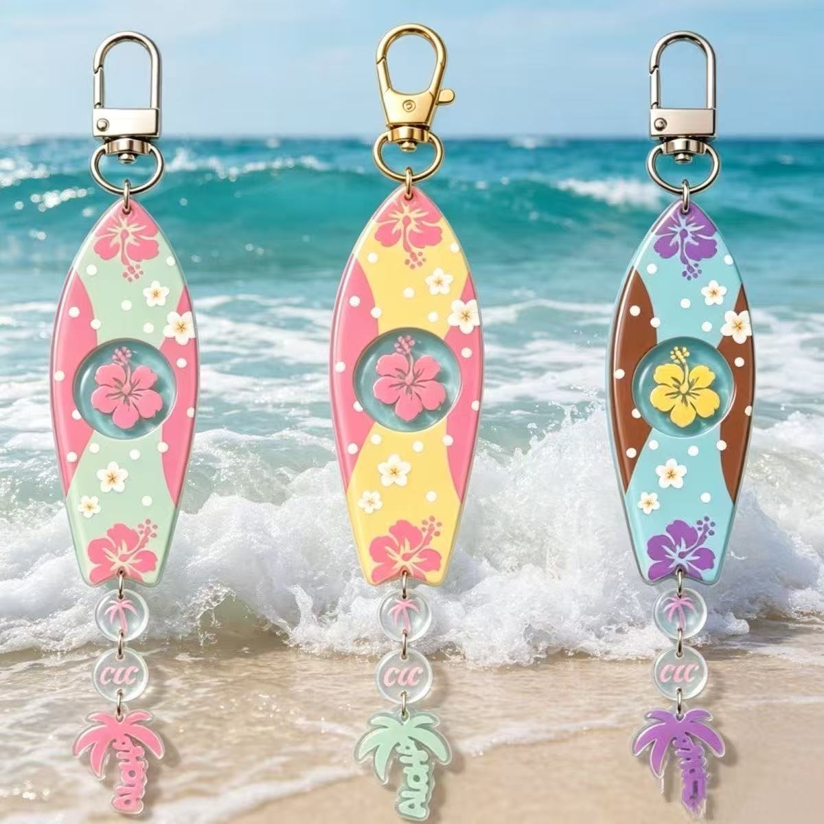 Anime Merchandise Keychain - INS Hawaiian Surfboard Shaped Acrylic Keychain